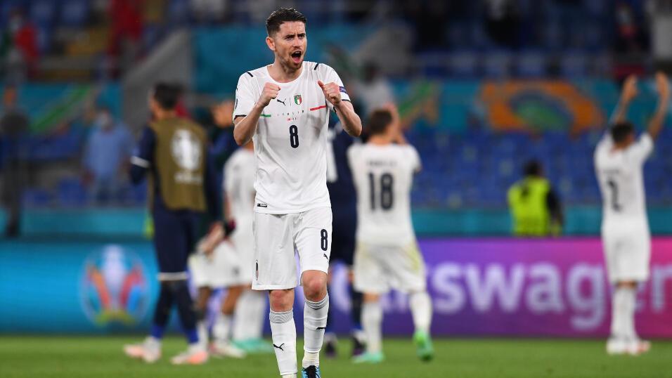 Italy midfielder Jorginho celebrates